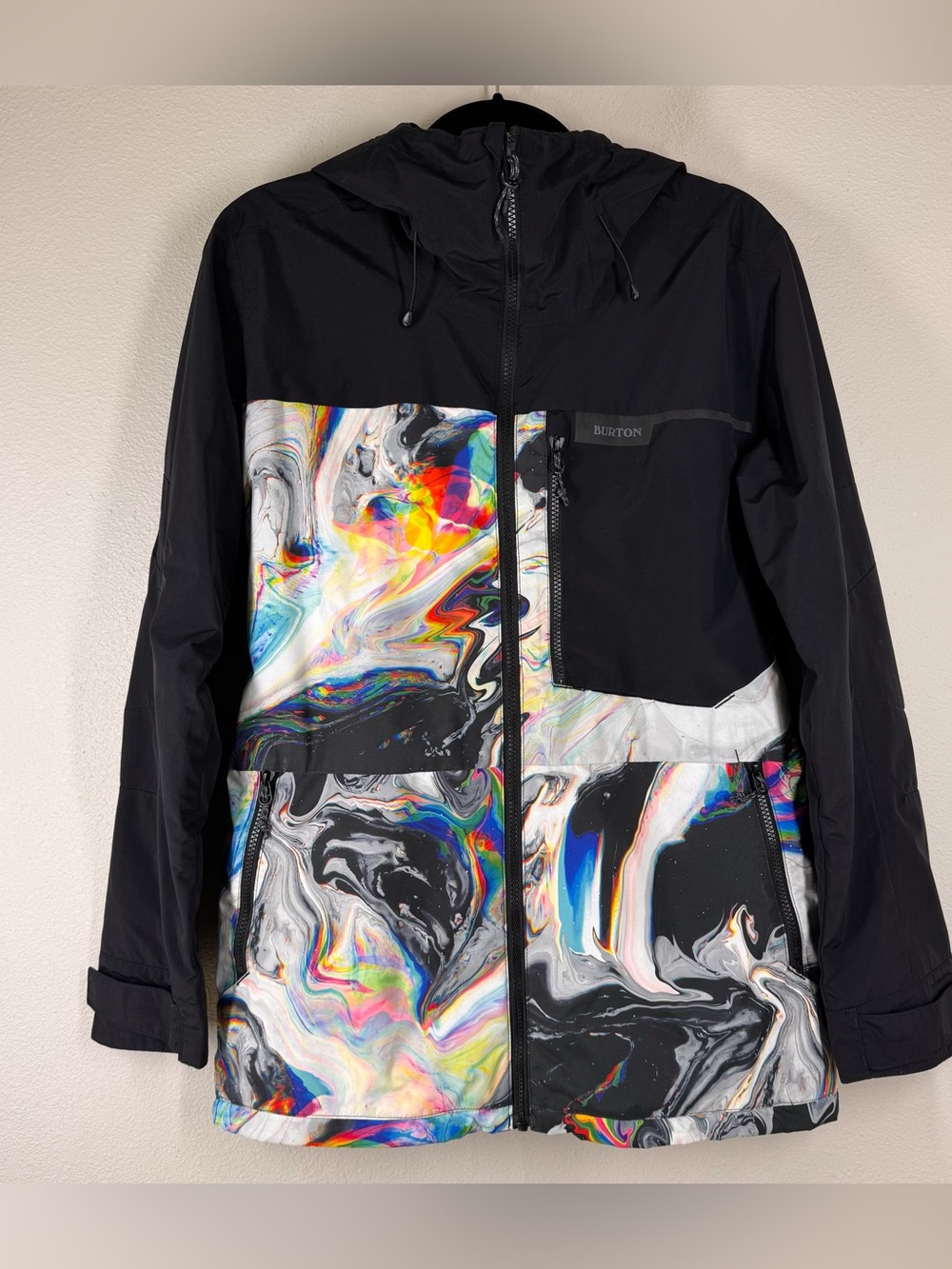 Burton Peasy Snowboard Jacket Maalavidaa Multicolor Swirl Print Men’s Size XS